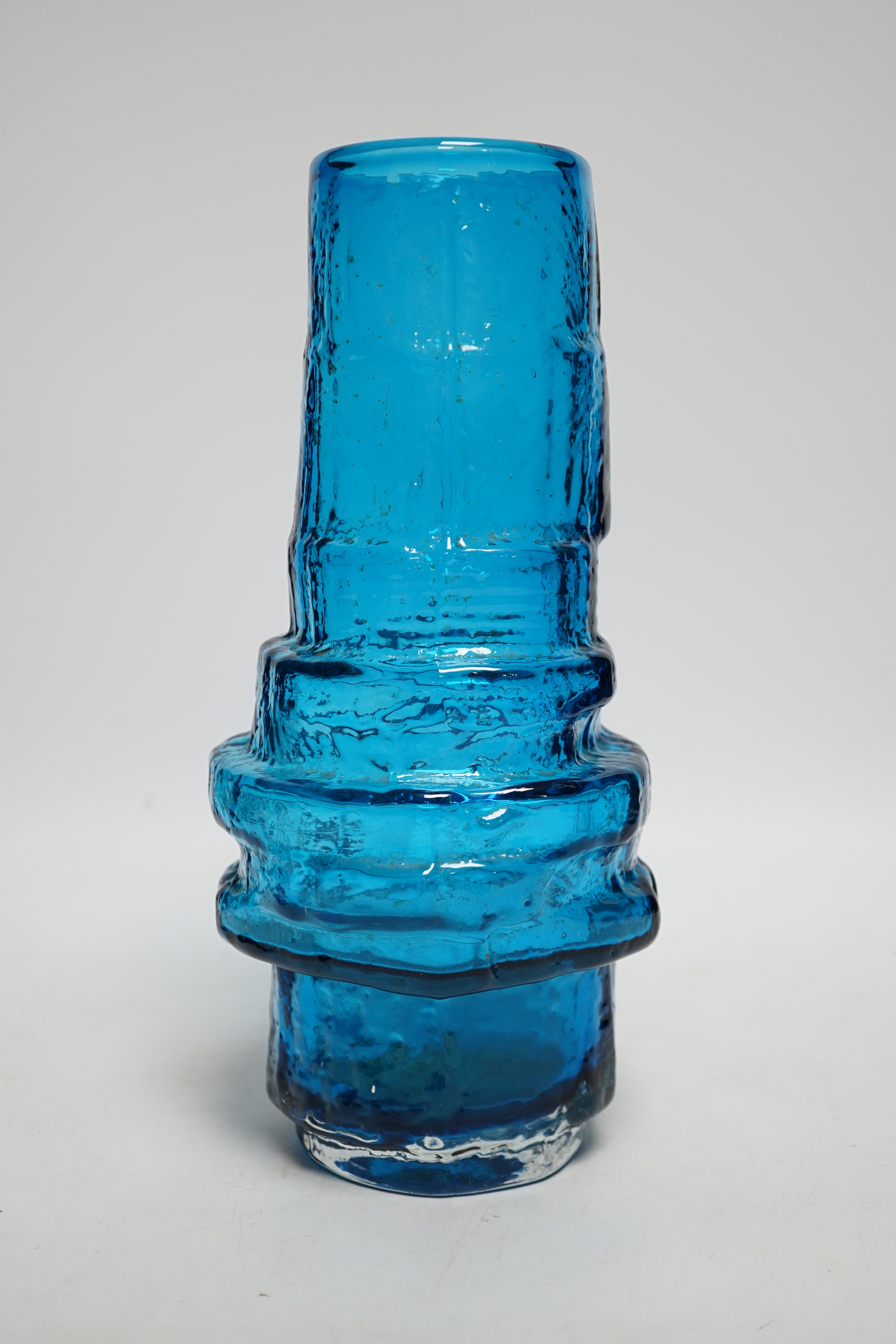 A Whitefriars ‘Hoop’ vase in kingfisher blue, 29cm high